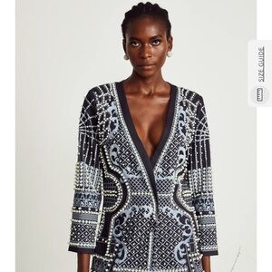 Elegant Beaded Black and White Dress